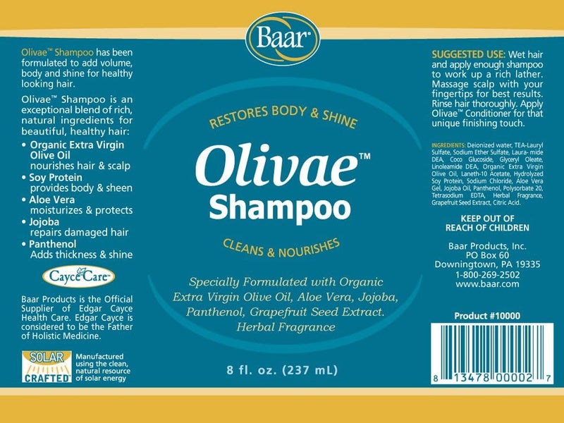 Baar Olivae Shampoo with Organic Olive Oil, Aloe Vera, and Jojoba - 8 Fl Oz - Image 5